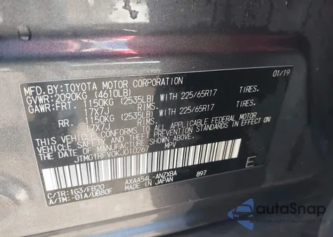 2019 Toyota Rav4 Le z USA, uszkodzony, nr VIN JTMG1RFV0KJ010267